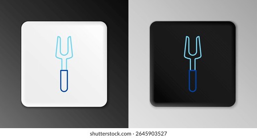 Line Barbecue fork icon isolated on grey background. BBQ fork sign. Barbecue and grill tool. Colorful outline concept. Vector