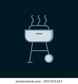 Line Barbecue grill icon isolated on black background. BBQ grill party. Flat filled outline style with shadow. Vector