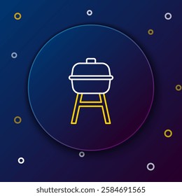 Line Barbecue grill icon isolated on blue background. BBQ grill party. Colorful outline concept. Vector