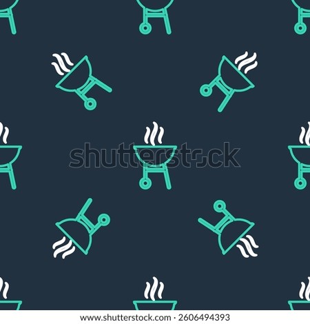 Line Barbecue grill icon isolated seamless pattern on black background. BBQ grill party.  Vector