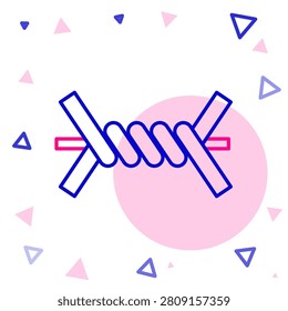 Line Barbed wire icon isolated on white background. Colorful outline concept. Vector Illustration