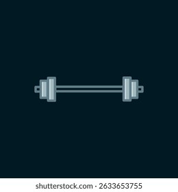 Line Barbell icon isolated on black background. Muscle lifting icon, fitness barbell, gym, sports equipment, exercise bumbbell. Flat filled outline style with shadow. Vector