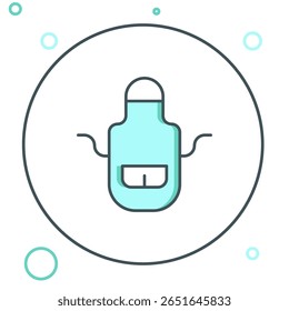 Linha Barbeiro ícone avental isolado no fundo branco. Avental de um cabeleireiro com bolsos. Conceito de contorno colorido. Vetor