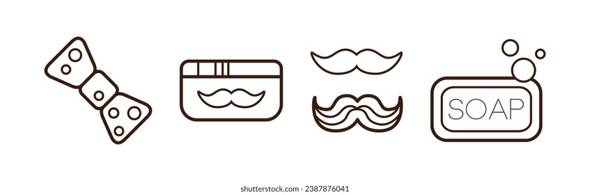 Line Barbershop and Hairdressing Icons and Object Vector Set
