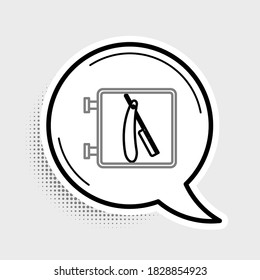 Line Barbershop with razor icon isolated on grey background. Hairdresser logo or signboard. Colorful outline concept. Vector