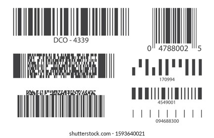 Line barcode collection. Product code for scan bars retail reader. Supermarket symbols scanning label inventory tracking template