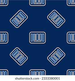 Line Barcode icon isolated seamless pattern on blue background.  Vector