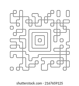 Line barcode with a random set of characters. QR code icon, digital data matrix sybbol, aztec code vector illustration