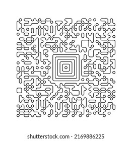 Line barcode with a random set of characters. QR code icon, digital data matrix sybbol, aztec code vector illustration