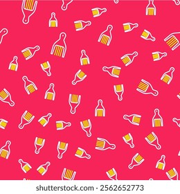 Line Barrette icon isolated seamless pattern on red background.  Vector