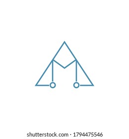 Logo-Design des Line Base M Letter. Einfaches Design-Konzept in Dreiecksform