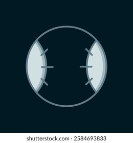 Line Baseball ball icon isolated on black background. Flat filled outline style with shadow. Vector