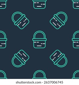 Line Basket icon isolated seamless pattern on black background. Online buying concept. Delivery service sign. Shopping cart symbol.  Vector