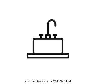 Line bath icon isolated on white background. Outline symbol for website design, mobile application, ui. Hygiene pictogram. Vector illustration, editorial stroсk. 