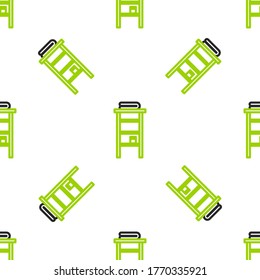Line Bathroom rack with shelves for towels icon isolated seamless pattern on white background. Furniture object for bath room interior.  Vector Illustration