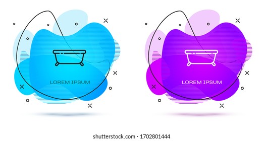 Line Bathtub icon isolated on white background. Abstract banner with liquid shapes. Vector Illustration