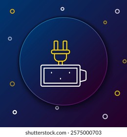 Line Battery charge level indicator icon isolated on blue background. Colorful outline concept. Vector