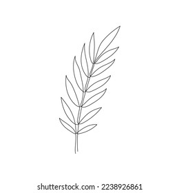 Linienschlacht-Laurel-Laubblattkunst. Eine durchgängige Kunst dekorative Lorbeerblattzeichnung. Bearbeitbares Strich-Einzelelement. Einzelne Vektorgrafik