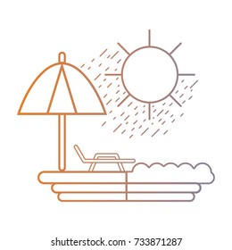 line beach with sun chair and umbrella