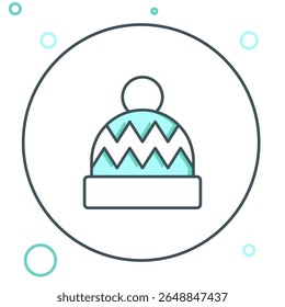 Line Beanie hat icon isolated on white background. Colorful outline concept. Vector