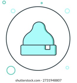 Linha Beanie chapéu ícone isolado no fundo branco. Conceito de contorno colorido. Vetor