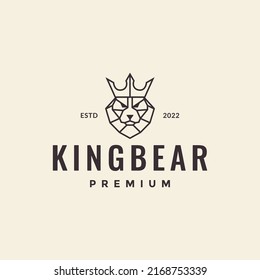 line bear with crown minimal hipster logo design vector graphic symbol icon illustration creative idea