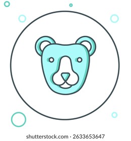 Line Bear head icon isolated on white background. Colorful outline concept. Vector