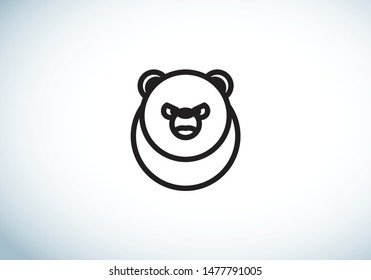 Line Bear, Panda Logo. Animal head icon. Vector geometric illustrations of wild life animal. Cute Style Bear Emblem. 