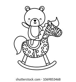 line bear teddy ride rocking horse