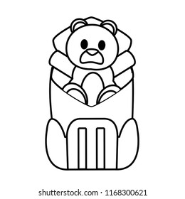 line bear teddy toy inside backpack style