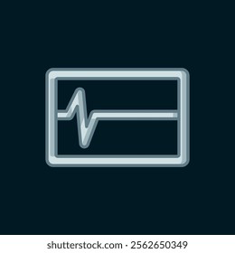 Line Beat dead in monitor icon isolated on black background. ECG showing death. Flat filled outline style with shadow. Vector