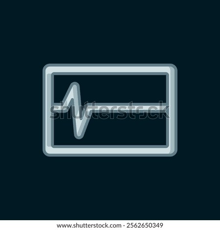 Line Beat dead in monitor icon isolated on black background. ECG showing death. Flat filled outline style with shadow. Vector