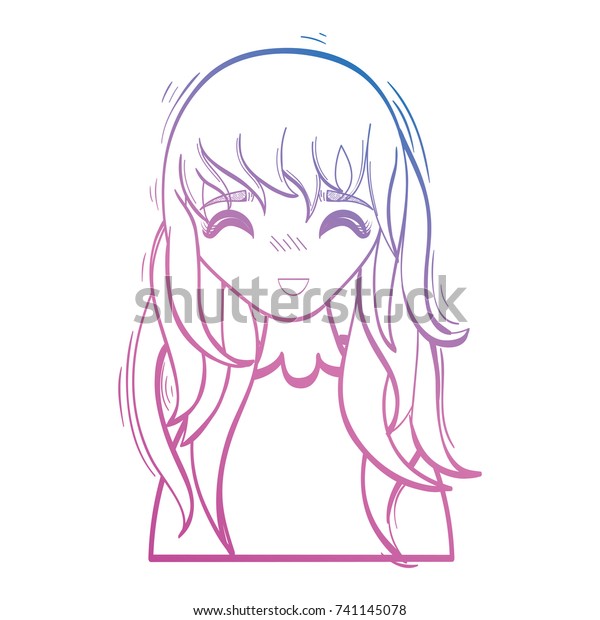 Line Beauty Anime Girl Hairstyle Blouse Stock Vector Royalty Free