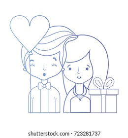 line beauty couple married with hairstyle design