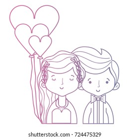 line beauty couple married with hairstyle design