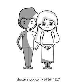 line beauty couple together with hairstyle design