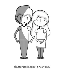 line beauty couple together with hairstyle design