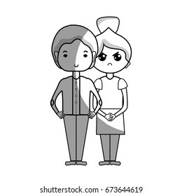 line beauty couple together with hairstyle design