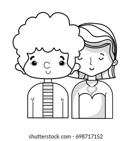 line beauty couple together with hairstyle design