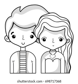 line beauty couple together with hairstyle design