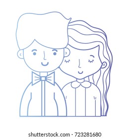 line beauty couple together with hairstyle design
