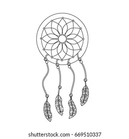 Hand Drawn Dreamcatchers Beads Feathers Decorative Stock Vector ...