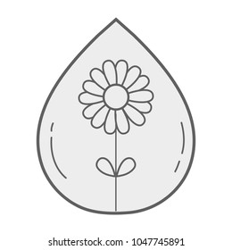 line beauty flower with leaves inside water drop