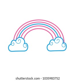 line beauty rainbow with cloud weather design