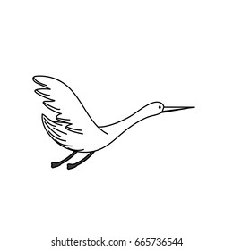 line beauty stork animal with wings