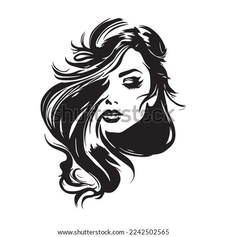 Line Beauty Woman abstract vector illustration. Vector logo design for beauty salon or hair salon or cosmetic design