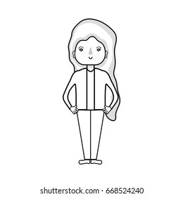 line beauty woman with hairstyle design