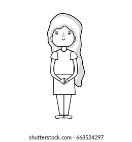 line beauty woman with hairstyle design