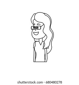 line beauty woman with hairstyle design and clothes