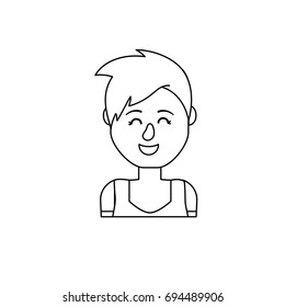 line beauty woman with hairstyle design and blouse